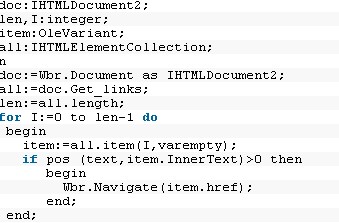 delphi WebBrowser文字判断来点击链接